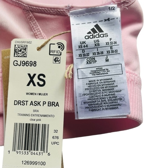 ADIDAS don’t rest alphaskin padded sports bra mesh racerback pastel pink size XS - Picture 12 of 16